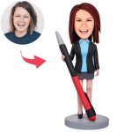 female-boss-holding-pencil bobblehead