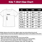 Christmas Alphabet T-Shirt for Girls Size Chart