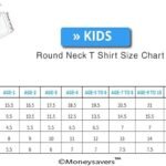 Round neck T shirt size chart