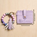 Personalised Birth Flower PU Leather Wallet with Beaded Bracelet Wallet