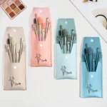 Bridesmaid gift leather makeup brush bag