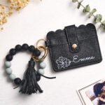 Personalised Birth Flower PU Leather Wallet with Beaded Bracelet Wallet