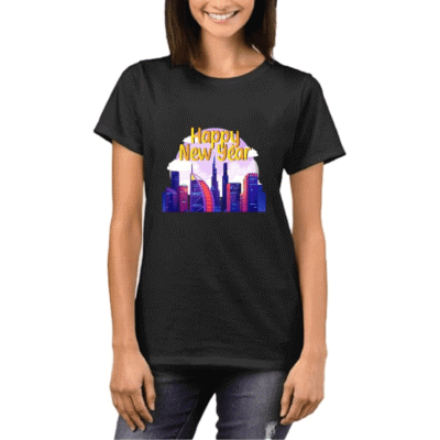 Happy New Year Dubai Womens T-Shirt Black