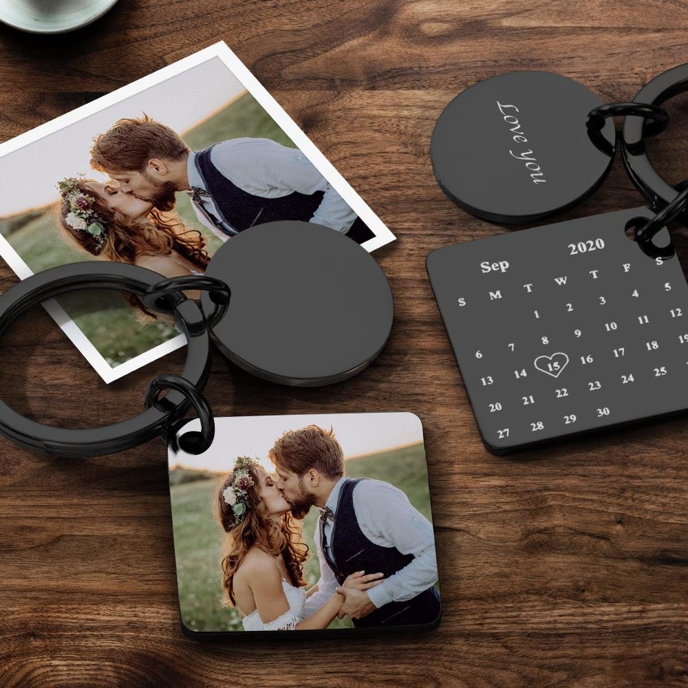 Custom Photo Engraved Calendar keychain