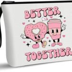 "Better Together" cosmetic pouch with adorable donut and coffee cartoon design, perfect for cute and quirky gift ideas.