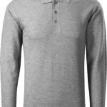 Mens LONG SLEEVE POLO T-Shirt Grey