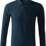 Mens LONG SLEEVE POLO T-Shirt Navy Blue