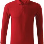 Mens LONG SLEEVE POLO T-Shirt Red