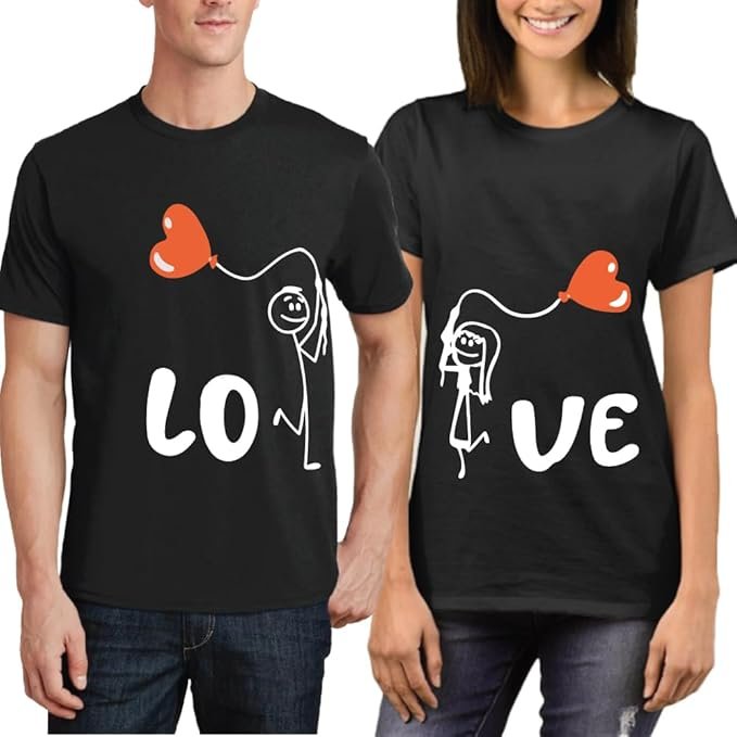 Show your love with this black Valentine's Day couple T-shirts