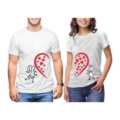 Show your love with this white Valentine's Day couple T-shirts