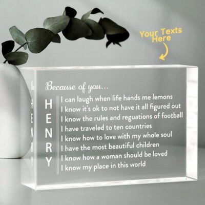Engraved Crystal Name Glass Block