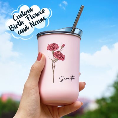 Personalized Birth Flower Coffee Cup
