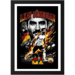 Framed poster art of footballer İlkay Gündoğan with a fiery background and the number 21 at the bottom.